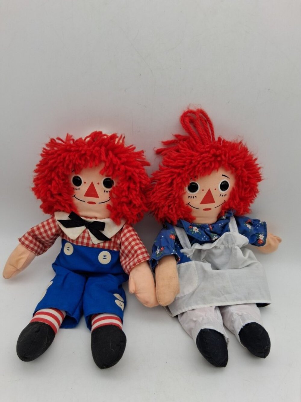 Vtg '87 '89 Playskool Raggedy Ann & Raggedy Andy Dolls I Love You Hearts